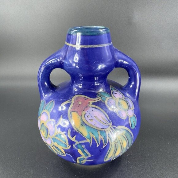 Vintage 1980s Japanese Porcelain Double Handle Vase Vessel Hand Made In Japan - Picture 8 of 12